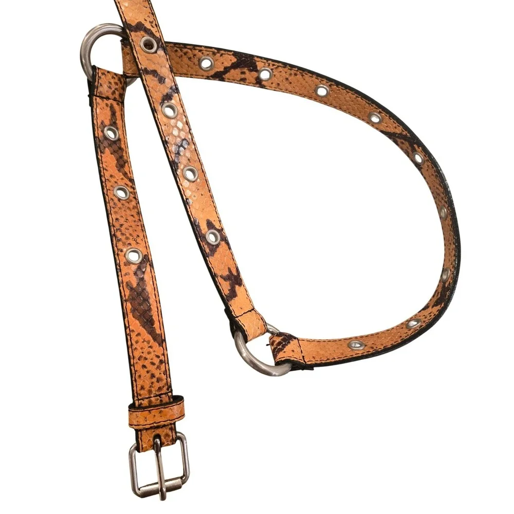 Worth Women's Belt‎ Italian Leather Snakeskin Silver Ring Luxury Hardware Medium